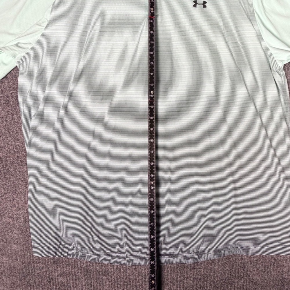 Under Armour HeatGear Mens 3XL Polo Shirt Mint Green Striped Golf Top Loose Fit - Picture 6 of 8